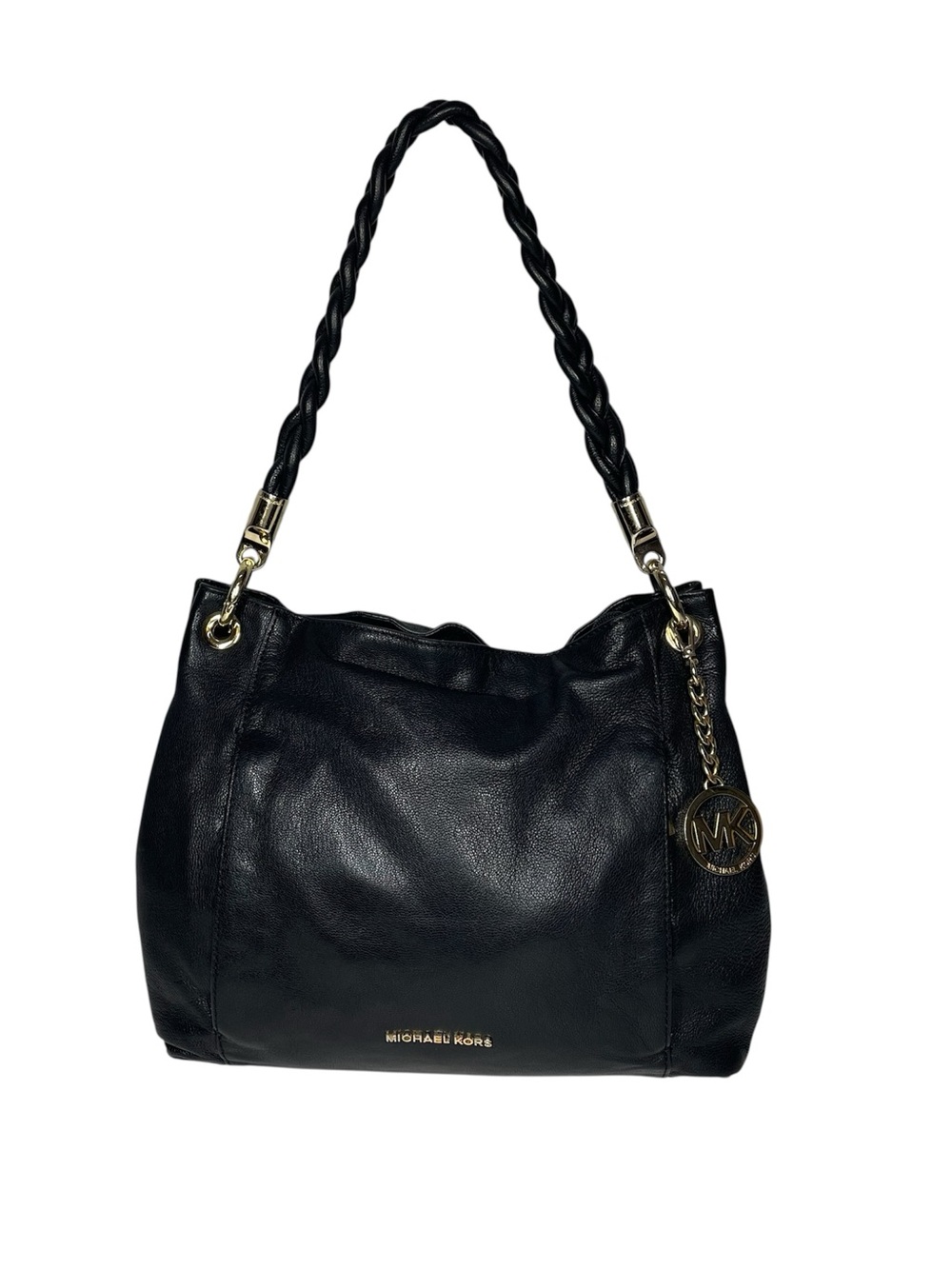 Michael Kors Naomi Hobo Slouchy Shoulder Bag Twist Braided Handle Black Leather